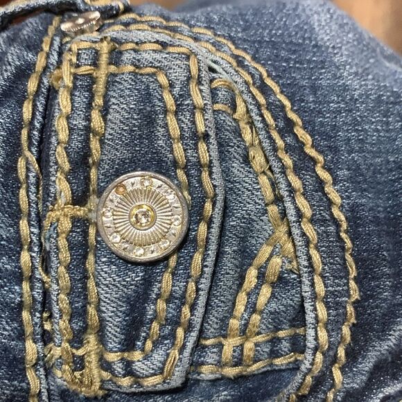 Clash Y2K Era Straight Leg Denim Jeans With Flap Pockets / Whipstitching Size 7 - Picture 13 of 16